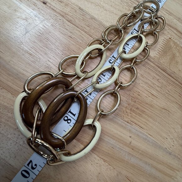 Banana Republic Long Gold-Tone Chain Link Necklace With Cream & Brown Accents - Picture 5 of 16